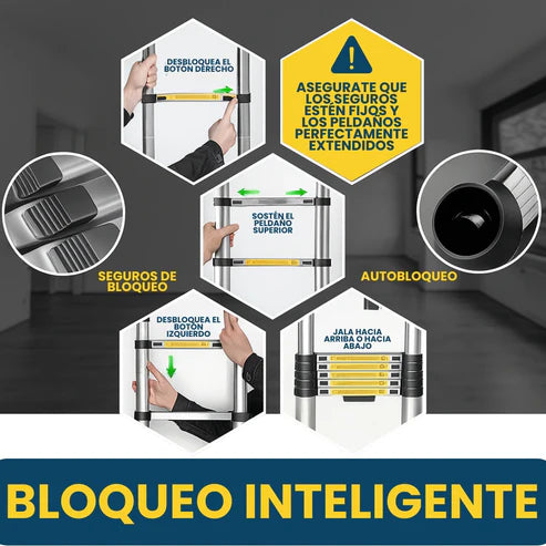 Escalera Telescópica Plegable Ligera de Aluminio 5 Metros (5 Años Garantía)