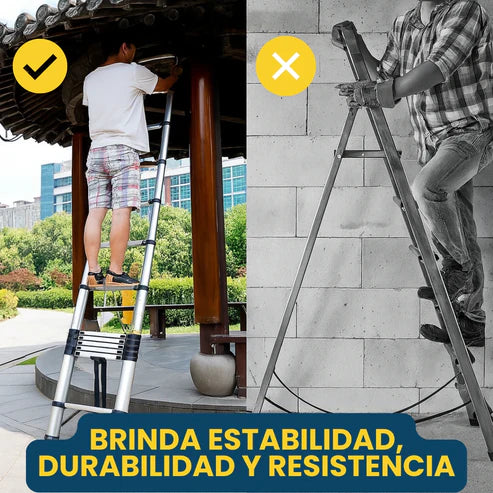 Escalera Telescópica Plegable Ligera de Aluminio 5 Metros (5 Años Garantía)