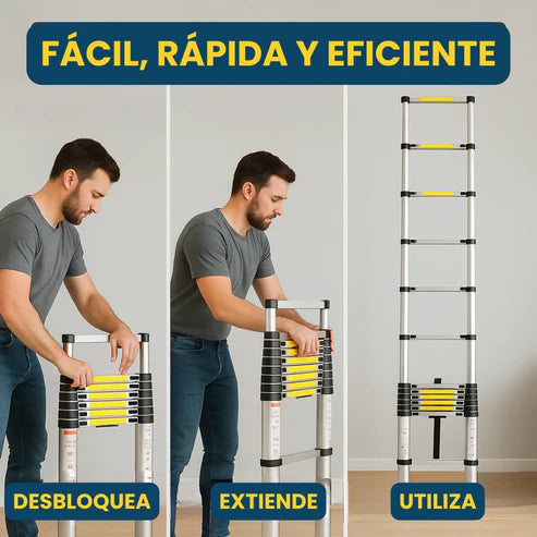 Escalera Telescópica Plegable Ligera de Aluminio 5 Metros (5 Años Garantía)