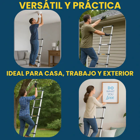 Escalera Telescópica Plegable Ligera de Aluminio 5 Metros (5 Años Garantía)