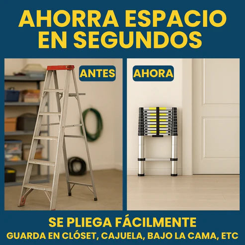 Escalera Telescópica Plegable Ligera de Aluminio 5 Metros (5 Años Garantía)