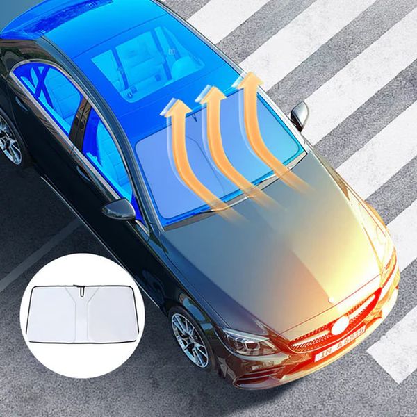 Parabrisas delantero para automóvil con reflector UV plegable