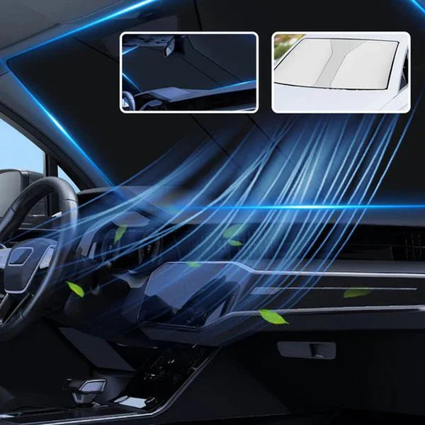 Parabrisas delantero para automóvil con reflector UV plegable