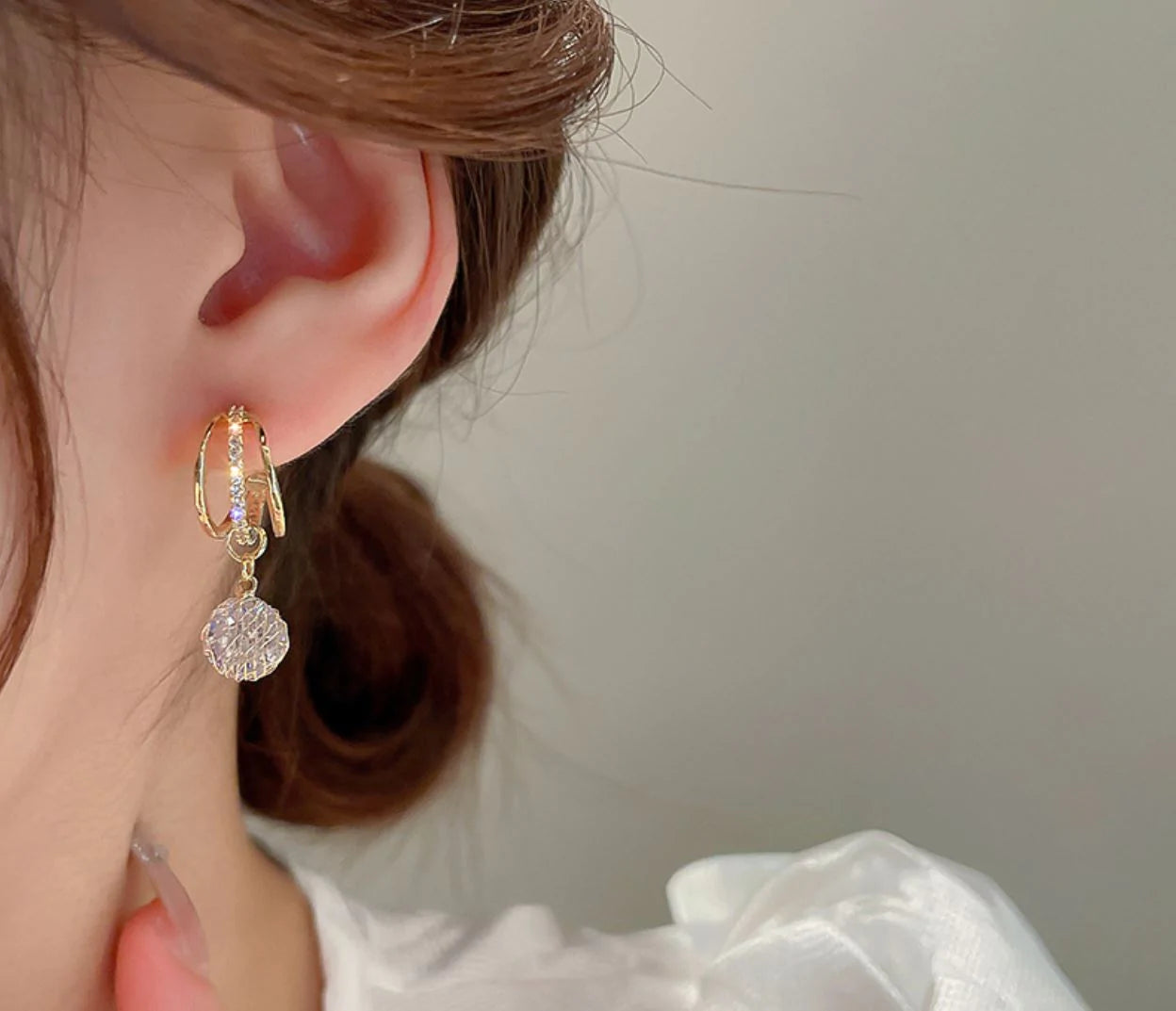 pendientes de corona de diamantes de moda