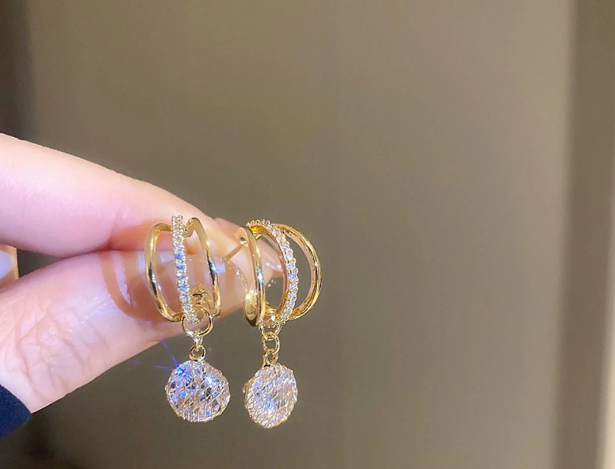 pendientes de corona de diamantes de moda
