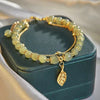 PULSERA HECHA A MANO LUCKY - JADE HOJA DE ORO